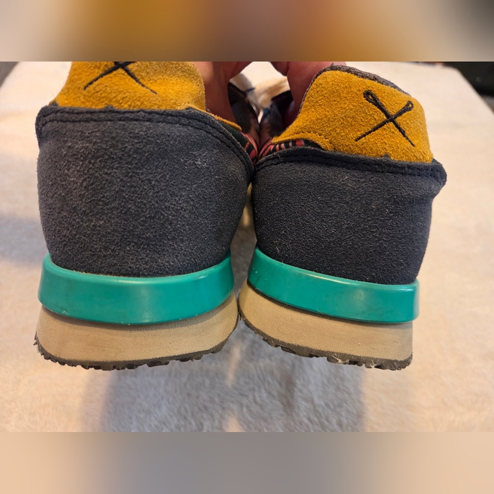 inkkas Blue Floral Pattern Sneakers with Pink and Yellow Accents - Picture 4 of 8
